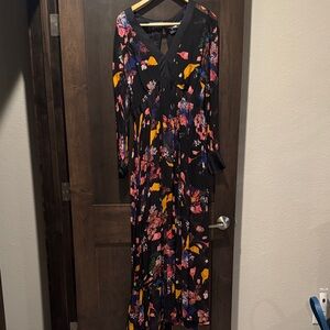 Maeve Black Floral Long Sleeve Dress
